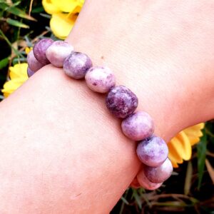 Sublime Gifts Lepidolite A grade natural Tumbled & polished tumblestone crystal healing gemstone stretch bracelet - 1pc