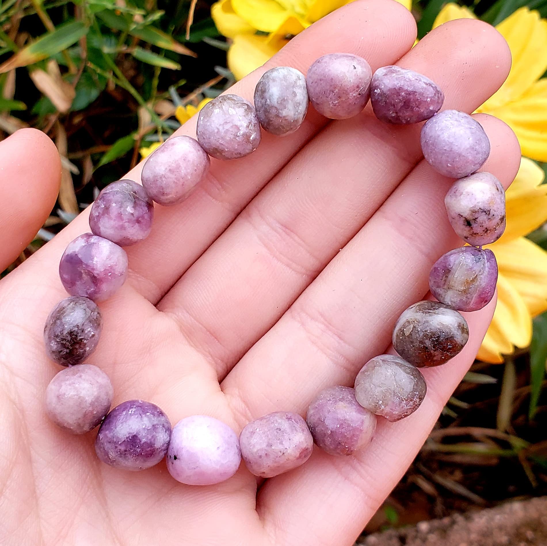 Sublime Gifts Lepidolite A grade natural Tumbled & polished tumblestone crystal healing gemstone stretch bracelet - 1pc