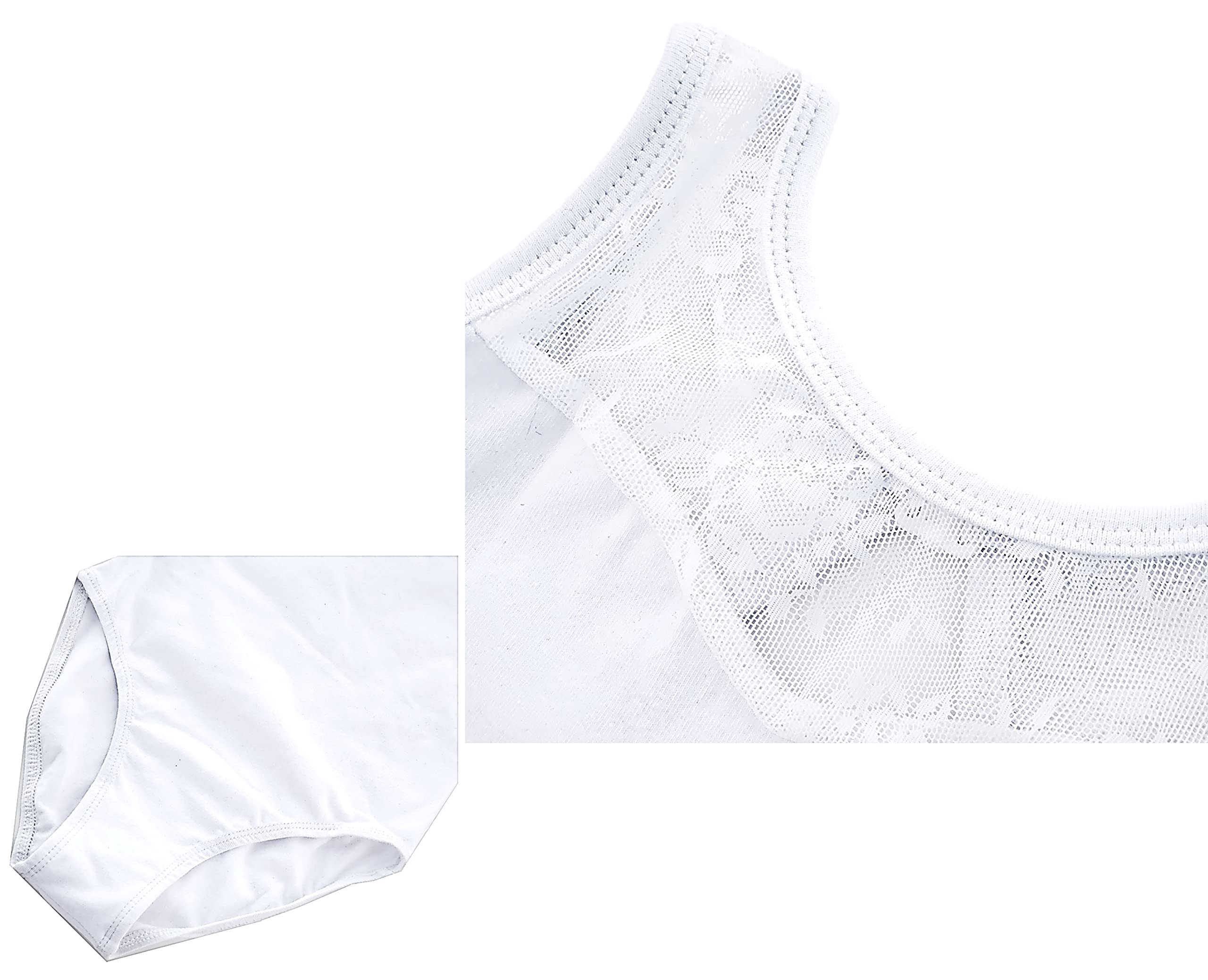 Aslana Lace Tank Leotard, Short & Long Sleeve Leotard for Girls kids Ballet Dance Gymnastics Costume (Medium, White)