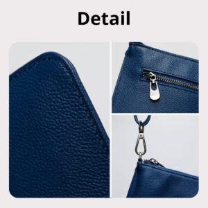 Bveyzi Genuine Leather Wristlet Purses for Women, Envelope Clutch Wallet Small Crossbody Bags for Dressy Evening (Navy Blue)