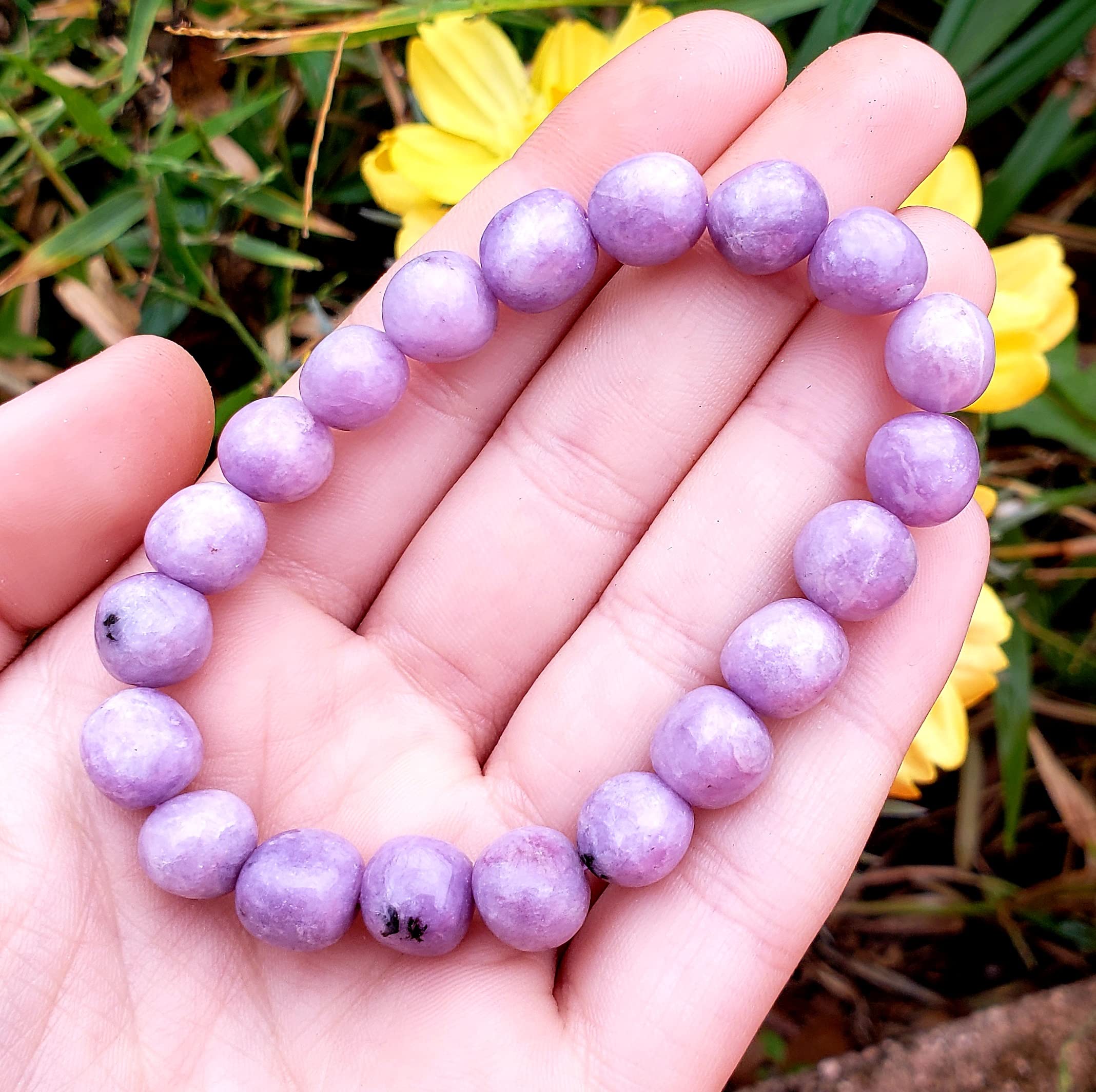 Sublime Gifts Lepidolite A grade natural Tumbled & polished tumblestone crystal healing gemstone stretch bracelet - 1pc