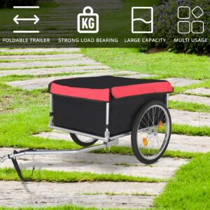 PEXMOR Foldable Bike Cargo Trailer, Bicycle Luggage Wagon Trailer Folding Frame & Quick Release 20" Wheel, Bike Carrier Storage Cart w/Hitch & Waterproof Cover