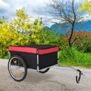 PEXMOR Foldable Bike Cargo Trailer, Bicycle Luggage Wagon Trailer Folding Frame & Quick Release 20" Wheel, Bike Carrier Storage Cart w/Hitch & Waterproof Cover