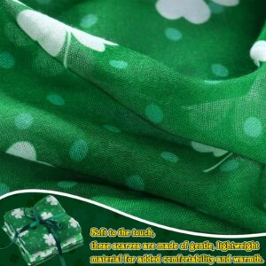 4PCS Cotton Lightweight Scarf for Women 4 Patterns 71 x 23.6 In Multipurpose Scarves and Wraps for Women Holiday Outfits Gift (Green Shamrock)