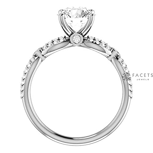 FACETS JEWELS 2.35 TCW Colorless Round Cut Moissanite Diamond Side Stone Engagement And Wedding Ring For Woman Valentine Gift