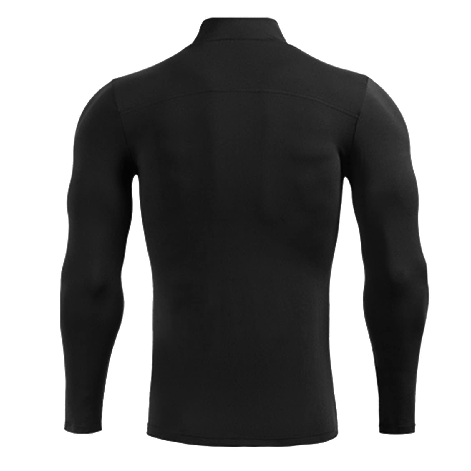 Men's 1/4 Zip Pullover Quarter Zip Fitted Running Shirt Long Sleeve Gym Quick Dry Lightweight Workout Tee Shirts(Black,Small)