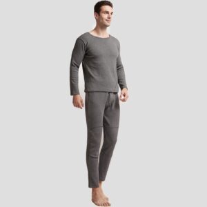 Heated Thermal Underwear for Men, Heated Shirt + Heated Pants, Winter Warm Top & Bottom, No Battery,Gray pants,XXL