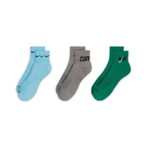 nike men`s dri-fit everyday plus cushioned training ankle socks 3 pack (g(dh3827-906)/b, large)