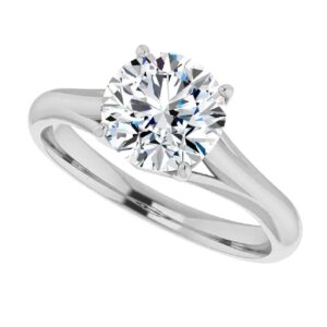 10K/14K/18K Solid White Gold Handmade Engagement Ring 1.0 CT Round Cut Moissanite Diamond Solitaire Wedding/Bridal Rings Set for Womens/Her Proposes Gifts