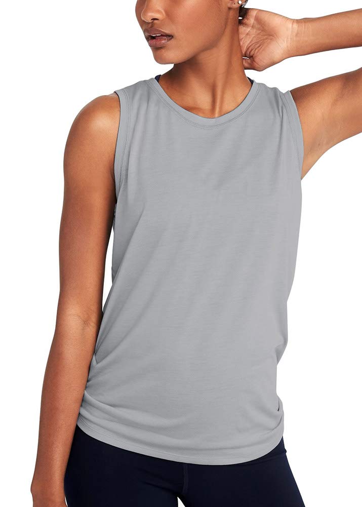 Bestisun Workout Tank Tops for Women Tie Back Workout Tank Mesh Muscle Tank Mesh Athletic Gym Sports Yoga Shirts Gray XL