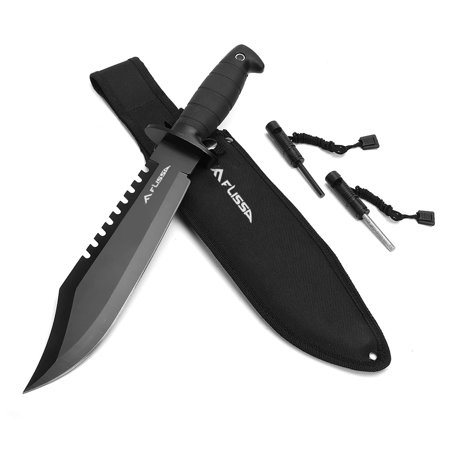 FLISSA Survival Hunting Knife with Sheath Pocket Folding Knife, 2-3/4" D2 Steel Blade