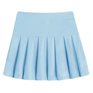 arshiner tennis skirt pleated golf skirts with pockets workout sports running athletic mini skort (light blue, 8-9 years)