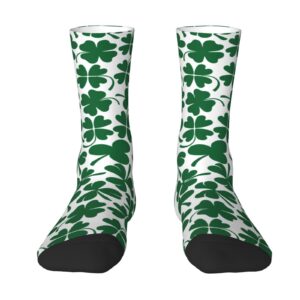 Crew Socks Lucky Clover Shamrock Tube Socks for Men and Women, Adult, Youth, Teen Tube Socks Tab Socks for Running, Travel, Hiking, Walking