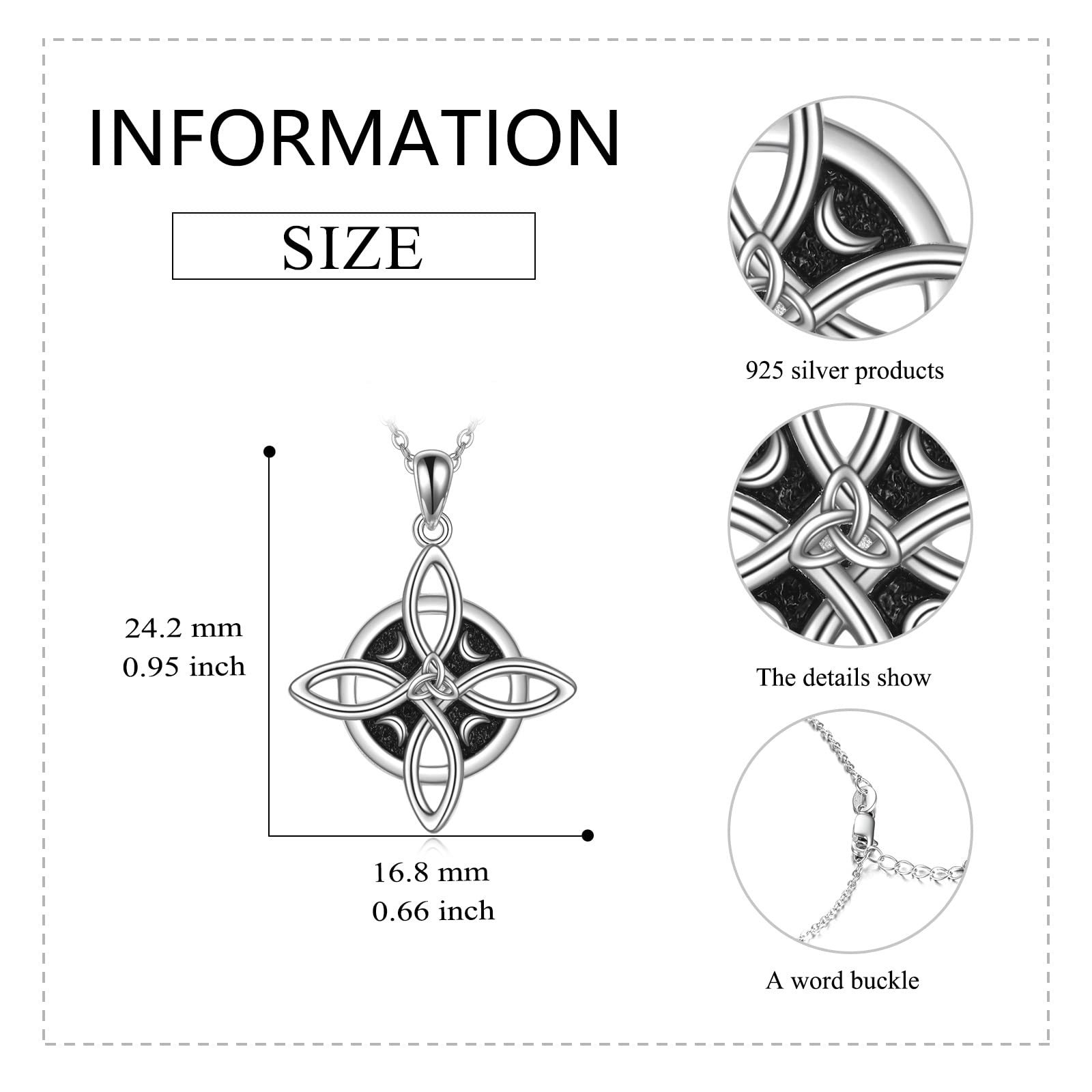 VONALA Witches Knot Necklace Nudo de Bruja Pendant 925 original Sterling Silver Celtic Triquetra Trinity Knot Pendant Necklace Good Luck Irish Jewelry Christmas Gifts for Women Men