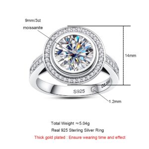 Raivari Moissanite Engagement Rings, 3.5CTTW Bezel Setting Round Lab Created Diamond Promise Rings in 14K White Gold Plated Sterling Silver, Anniversary Rings for Women9