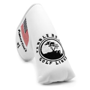 Golf Blade Putter Head Cover White/Navy Blue/Red Golf Putter Headcover Magnetic Closure for fits for Scotty Cameron Newport, Odyssey, Taylormade mytp putters (white)