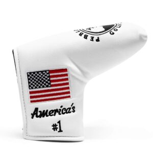 Golf Blade Putter Head Cover White/Navy Blue/Red Golf Putter Headcover Magnetic Closure for fits for Scotty Cameron Newport, Odyssey, Taylormade mytp putters (white)