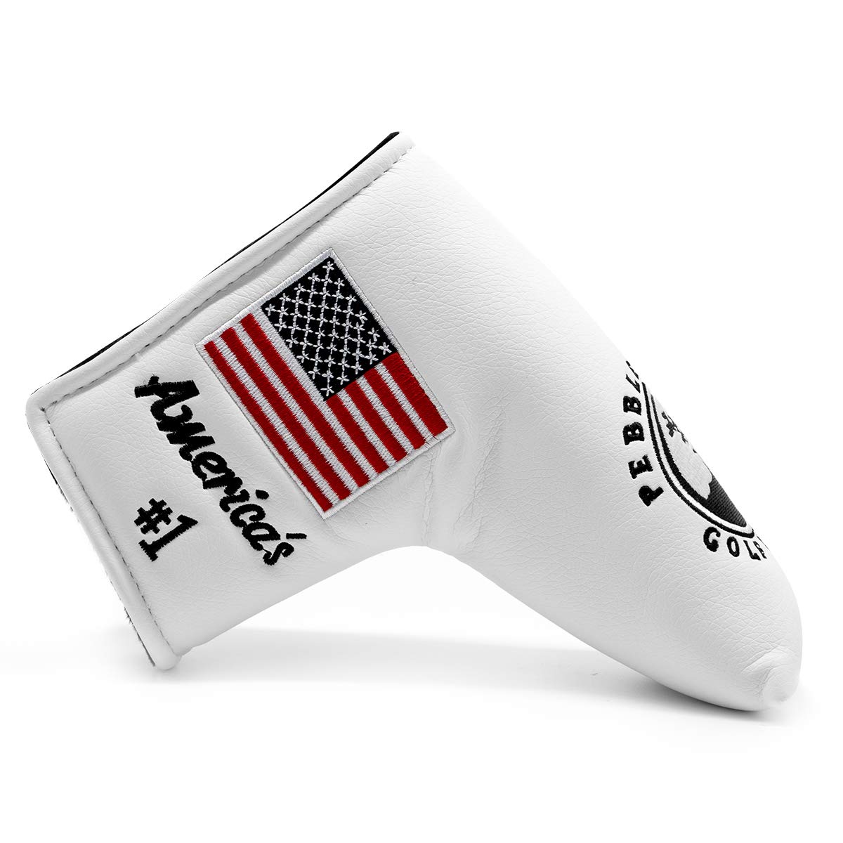 Golf Blade Putter Head Cover White/Navy Blue/Red Golf Putter Headcover Magnetic Closure for fits for Scotty Cameron Newport, Odyssey, Taylormade mytp putters (white)