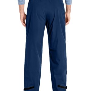 Men's Rain Pants, Waterproof Rain Over Pants Lightweight Packable Windproof Hiking Pants Outdoor Golf Work Navy