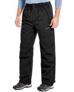 men's rain pants, waterproof rain over pants lightweight packable windproof hiking pants outdoor golf work black