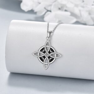 VONALA Witches Knot Necklace Nudo de Bruja Pendant 925 original Sterling Silver Celtic Triquetra Trinity Knot Pendant Necklace Good Luck Irish Jewelry Christmas Gifts for Women Men