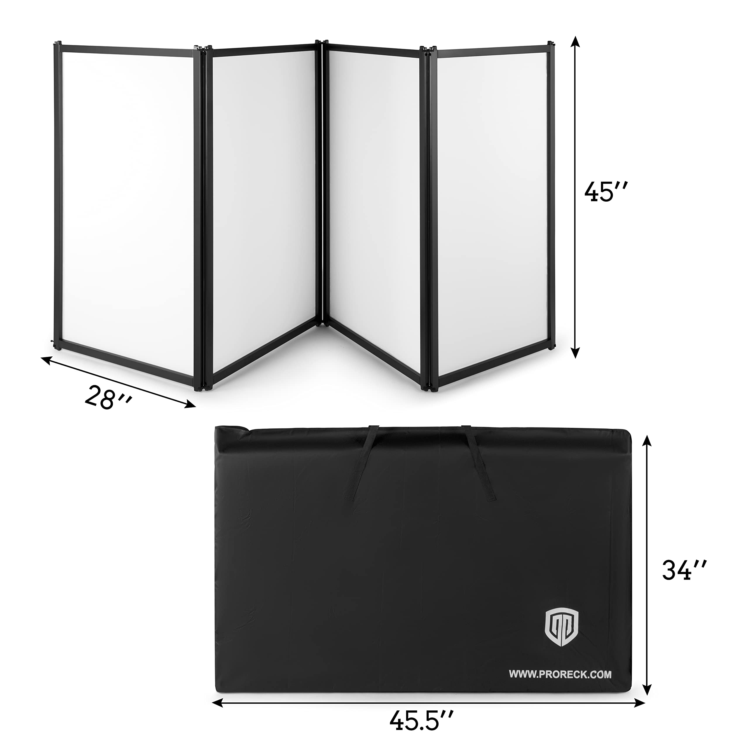 RECK PF-33 45" DJ Foldable Facade Portable Event Booth Panels 4 Detachable Black Metal Frame Projector Display Scrim Panel with Carry Bag