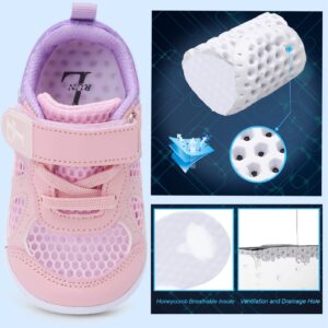 L-RUN Toddler Breathable Tennis Shoes Boys Girls Football Shoes Breathable Mesh Sneakers Shoes Pink M US 9-9.5 Toddler