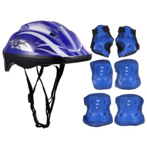 CLISPEED Kids Helmet with Sports Gear Set Knee Elbow Pads Wrist Guards Toddler Helmet for 3-8 Years Old Boys Girls Cycling Scooter Skateboard Roller Skating