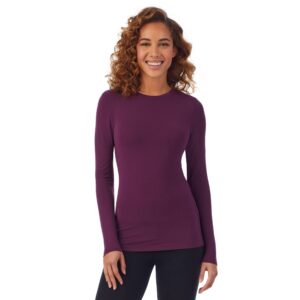 cuddl duds softwear with stretch long sleeve crew grape / m