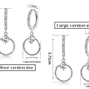 Sterling Silver Hoop Earrings with Drop Dangle for Women Hypoallergenic Twisted Earrings Huggie Hoop Earrings with Charms Trendy Cubic Zirconia Loop Earrings with Dangling Fashion Earring Gift for Her