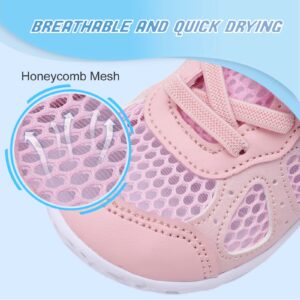 L-RUN Toddler Breathable Tennis Shoes Boys Girls Football Shoes Breathable Mesh Sneakers Shoes Pink M US 9-9.5 Toddler