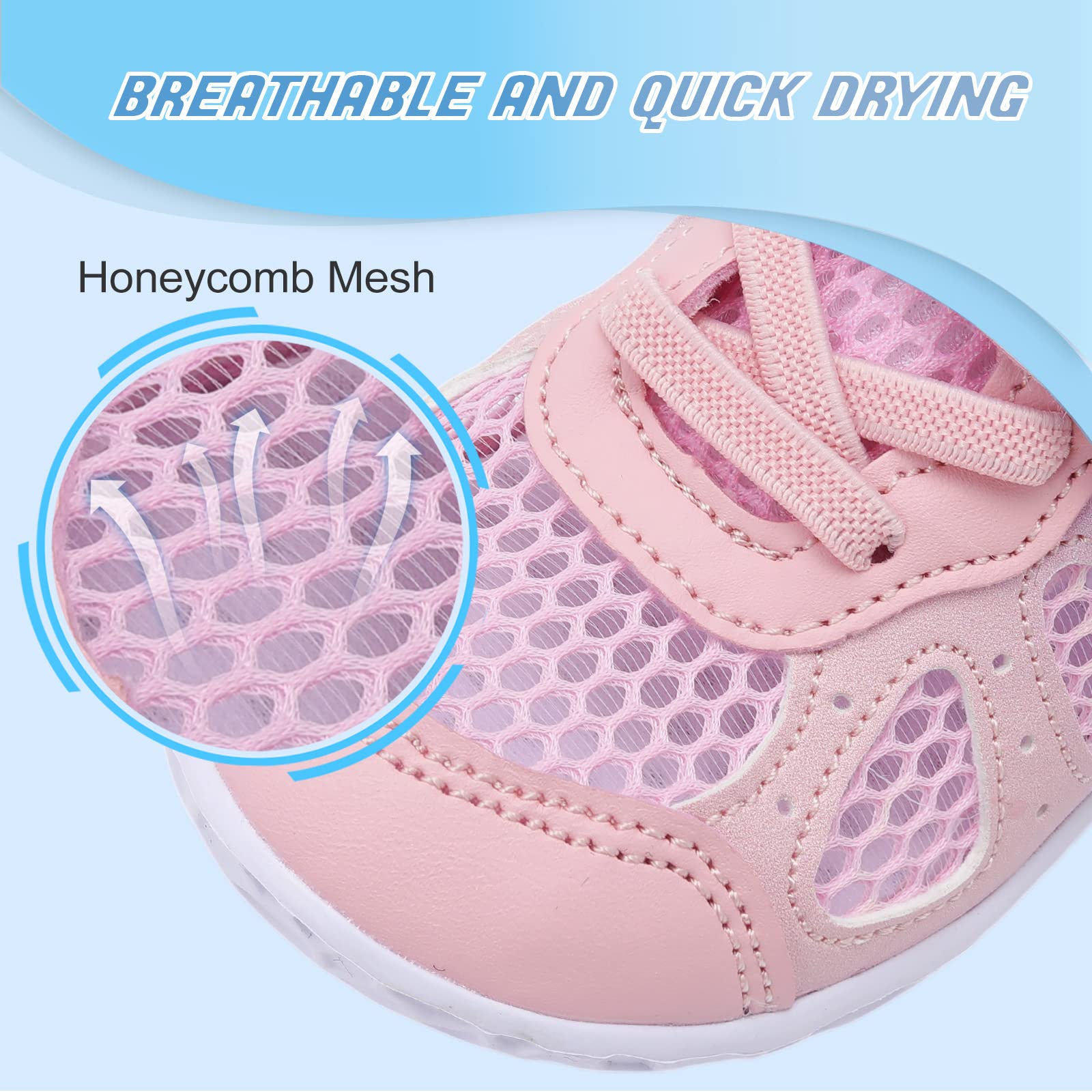 L-RUN Toddler Breathable Tennis Shoes Boys Girls Football Shoes Breathable Mesh Sneakers Shoes Pink M US 9-9.5 Toddler