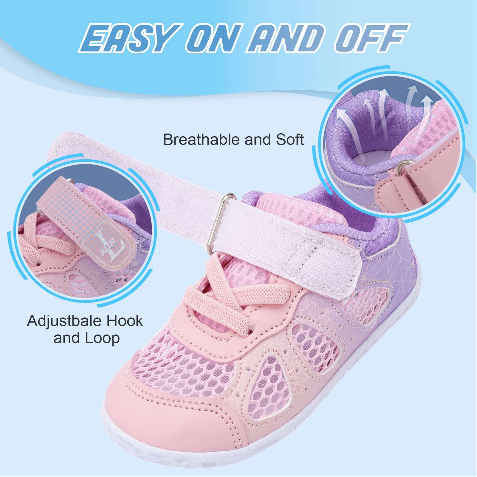 L-RUN Toddler Breathable Tennis Shoes Boys Girls Football Shoes Breathable Mesh Sneakers Shoes Pink M US 9-9.5 Toddler