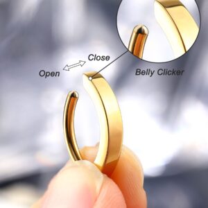 Melighting 14G Belly Clicker Hoop Stainless Steel 316L Belly Button Rings for Women Reverse Curved Belly Rings Clicker Belly Piercing Hoop for Women