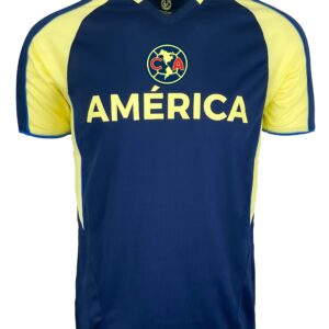 Boy's Club America Soccer Jersey, Licensed Club America Youth Short Sleeve Navy Shirt (YL)