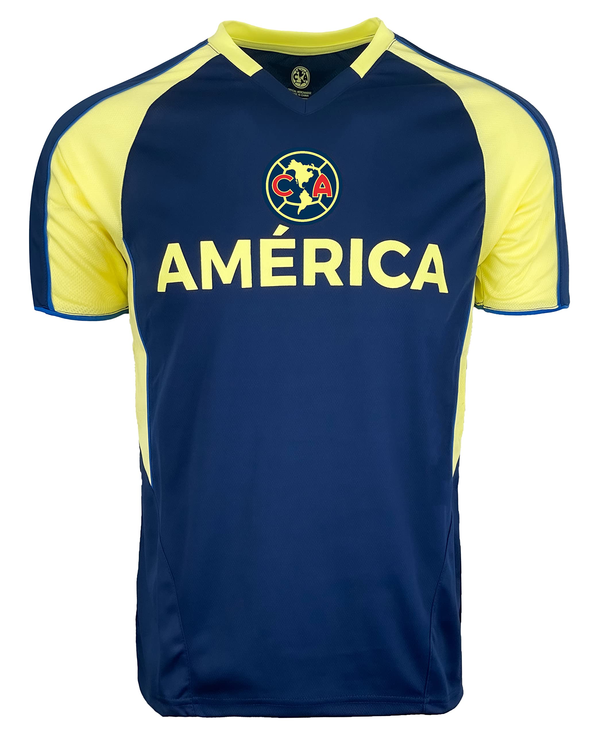 Boy's Club America Soccer Jersey, Licensed Club America Youth Short Sleeve Navy Shirt (YL)