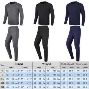 Heated Thermal Underwear for Men, Heated Shirt + Heated Pants, Winter Warm Top & Bottom, No Battery,Gray pants,XXL