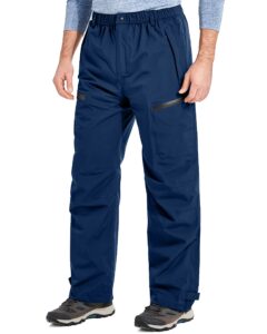 men's rain pants, waterproof rain over pants lightweight packable windproof hiking pants outdoor golf work navy