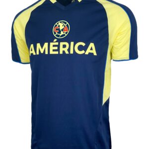 Boy's Club America Soccer Jersey, Licensed Club America Youth Short Sleeve Navy Shirt (YL)