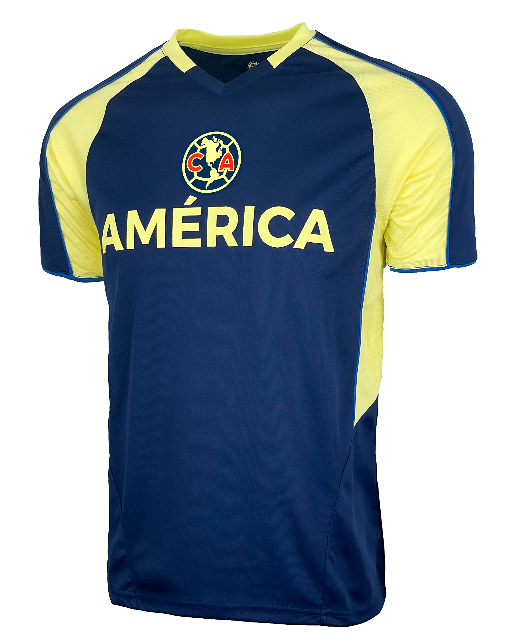 Boy's Club America Soccer Jersey, Licensed Club America Youth Short Sleeve Navy Shirt (YL)