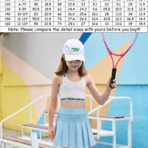 Arshiner Tennis Skirt Pleated Golf Skirts with Pockets Workout Sports Running Athletic Mini Skort (Light Blue, 8-9 Years)