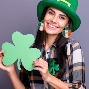 St. Patrick's Day Earrings Beaded Green Leaf Clover Dangling Earrings Handmade Irish Flag Heart Lucky Shamrock Hat Earrings Drop Dangle Earrings Irish Holiday Jewelry Gift for Women