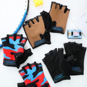 3 Pairs Kids Half Finger Gloves Sport Gloves Non-Slip Gel Gloves for Children Cycling Riding Biking (Classic,5-8 Years)