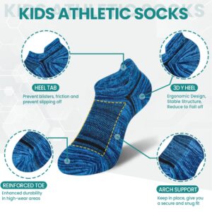 Eocom Kids Boys Ankle Socks Low Cut Athletic Cotton Sport Socks For Little Boys 6 Pairs (Multi Color, 4-6 Years)