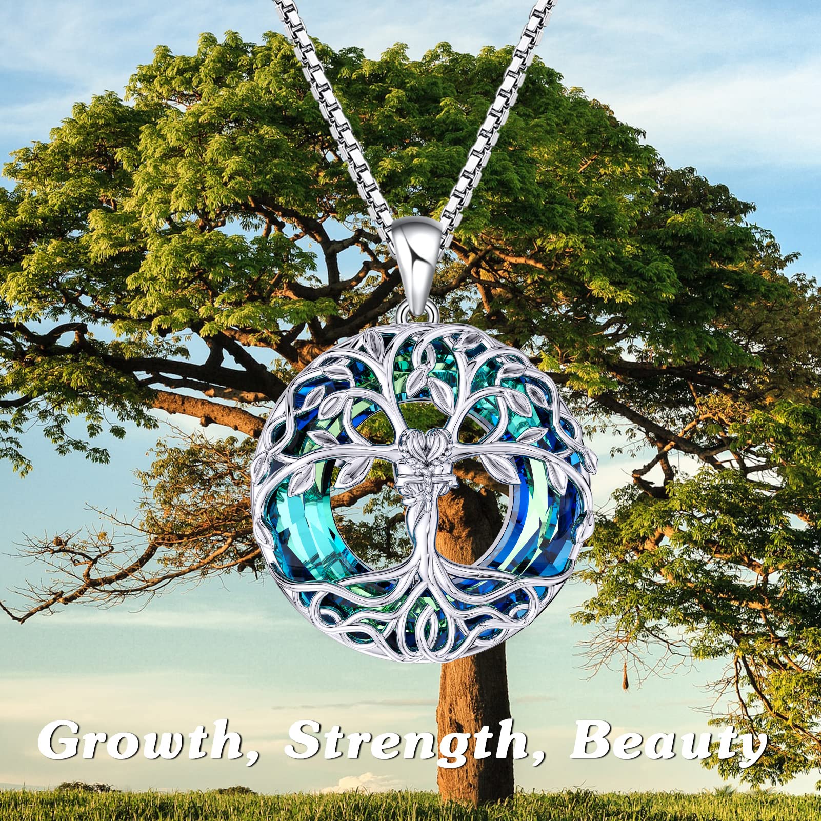 HOTIE Tree of Life Necklace Gift for Sister: 925 Sterling Silver Tree of Life Pendant Jewelry - Friendship Necklace Sister Gifts from Sister on Birthday Christmas Anniversary