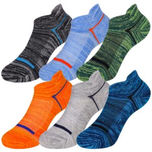 Eocom Kids Boys Ankle Socks Low Cut Athletic Cotton Sport Socks For Little Boys 6 Pairs (Multi Color, 9-13 Years)