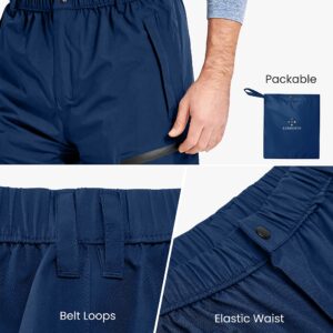 Men's Rain Pants, Waterproof Rain Over Pants Lightweight Packable Windproof Hiking Pants Outdoor Golf Work Navy