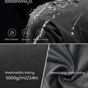 Men's Rain Pants, Waterproof Rain Over Pants Lightweight Packable Windproof Hiking Pants Outdoor Golf Work Black