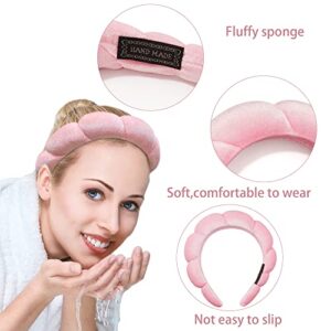 Ayesha Spa Headband for Women Sponge Headband for Washing Face Clouds Soft Hairband Skincare Makeup Headbands for Women Girls Shower Makeup Skincare (Pink)