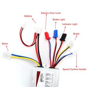 Cosiki Electric Speed Controller Kit Controller Throttle Grip Sensitive Fast Heat Dissipation 24V 500W Motorcycle